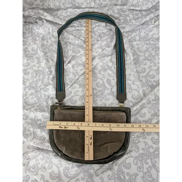 anthropologie green suede and faux leather crossbody bag - Picture 7 of 7